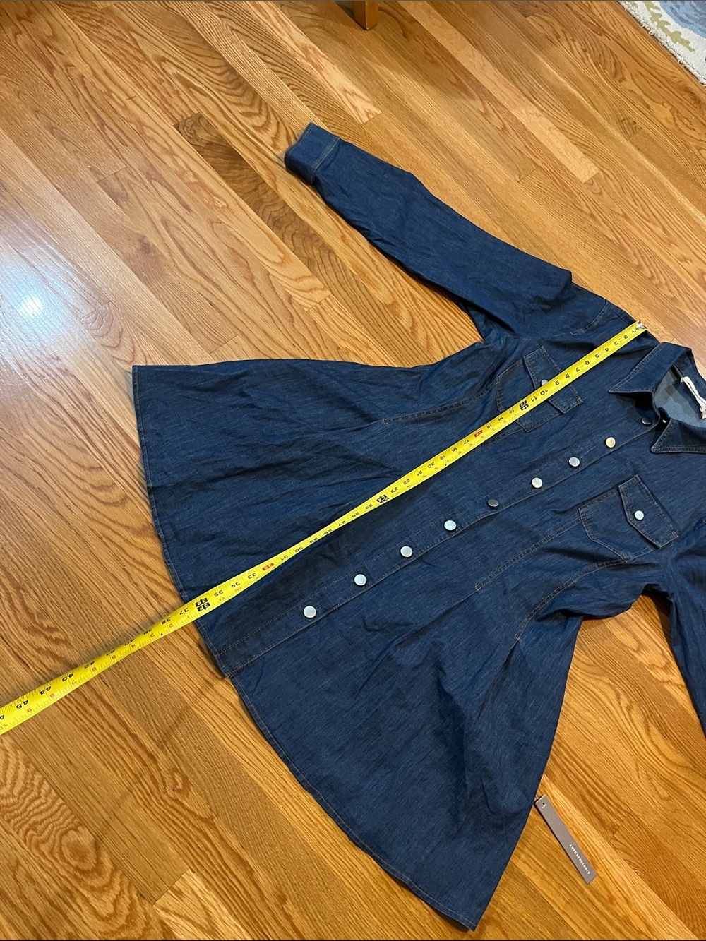 Anthropologie x Exquise Long-Sleeve Waisted Denim Mini Shirt Dress Size XL NWT - Picture 10 of 15
